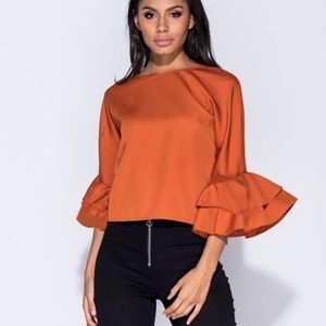 Rusty puff sleeve top